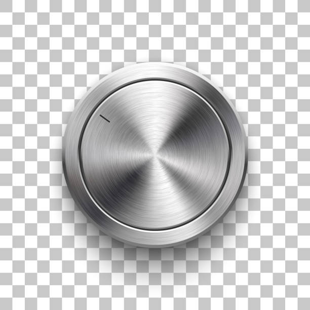 illustrazioni stock, clip art, cartoni animati e icone di tendenza di manopola volume tecnologia - interface icons volume volume knob stainless steel