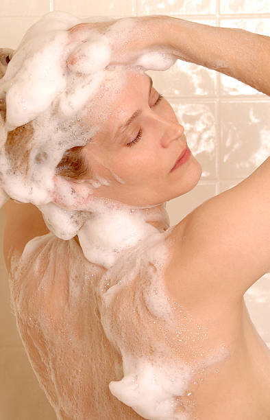 Hair Care- Treatment  shower women falling water human face stock pictures, royalty-free photos & images