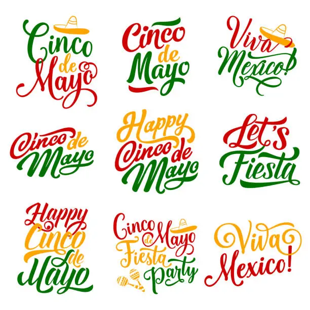 Vector illustration of Cinco de Mayo Mexican holiday party vector icons