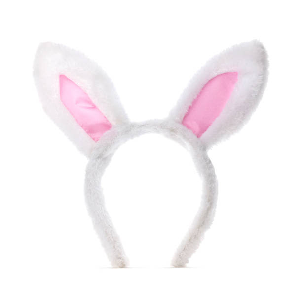 Isolated Bunny Ears Easter furry rabbit ears on a white background. animal ear stock pictures, royalty-free photos & images