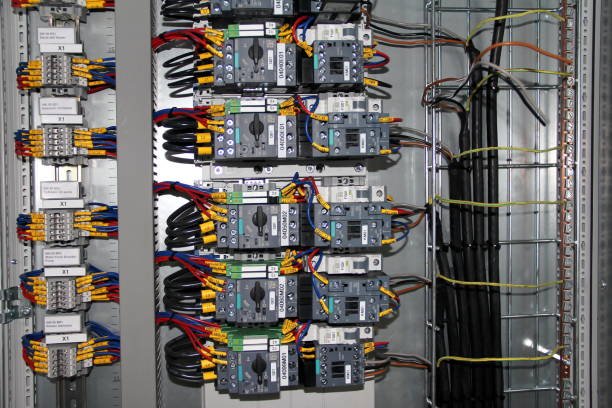 istock Electric wiring circuit breakersbox.control panel with fuses,rails,Low voltage meters,currents transformers,Relaysand others. 931538066
