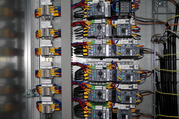 istock Electric wiring circuit breakersbox.control panel with fuses,rails,Low voltage meters,currents transformers,Relaysand others. 931538072