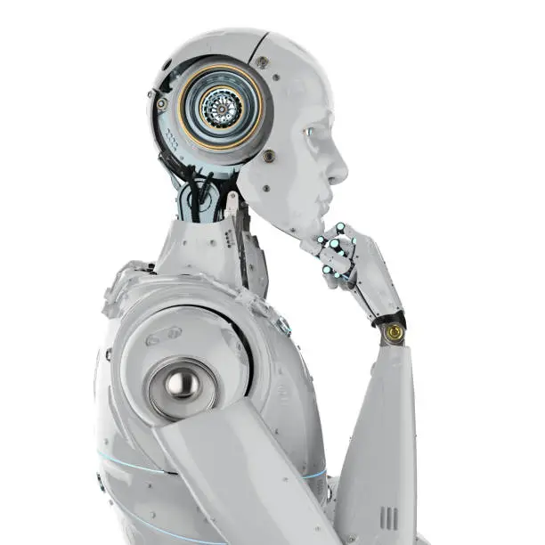 Photo of humanoid robot thinking