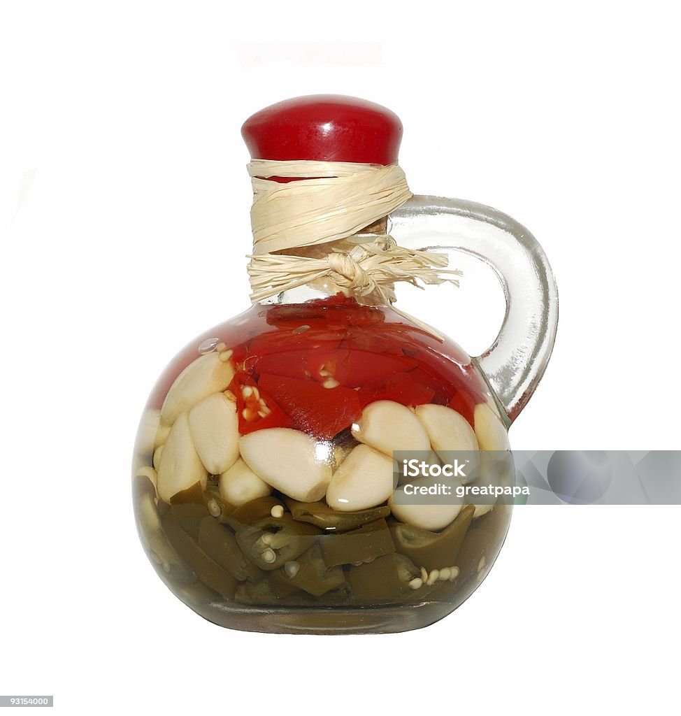 Decorativo botella con verduras sellado - Foto de stock de Aceite para cocinar libre de derechos