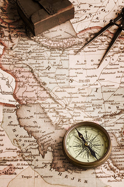 istock Compass and Old Map of Middle East 93154824