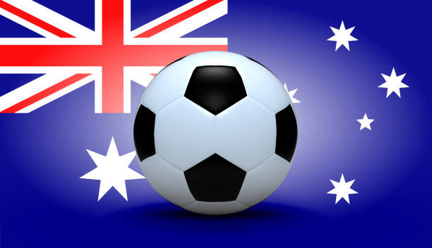 istock Soccer ball with Australia flag 931555462
