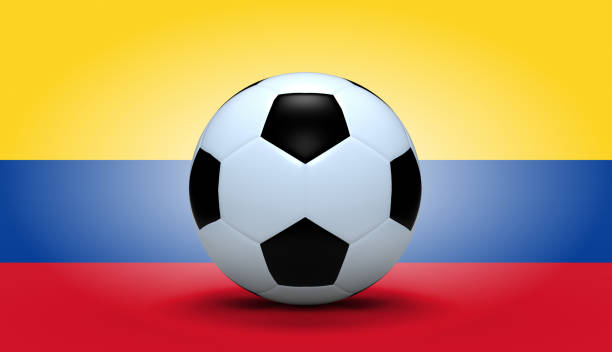 istock Soccer ball Colombia with flag 931555618