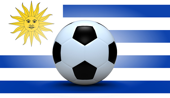 Soccer ball with Uruguay flag