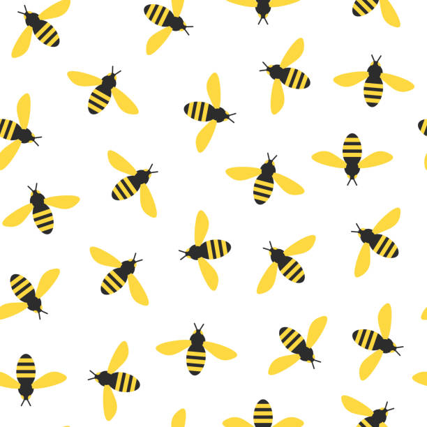 seamless pattern with bees Seamless pattern with bees on a white background, children's wallpaper flying bees stock illustrations