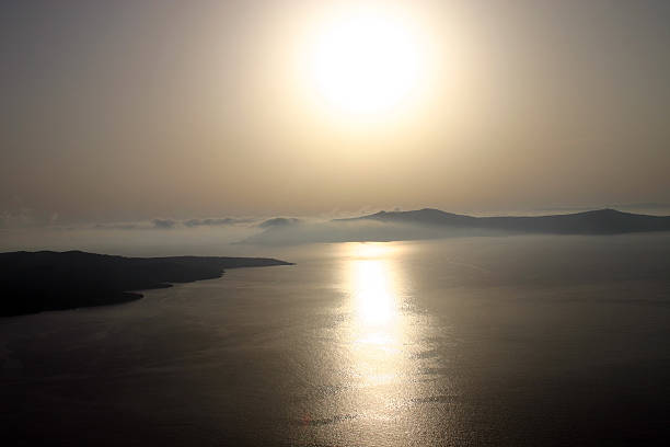 Breathtaking sunset in the Greek Islands stock photo