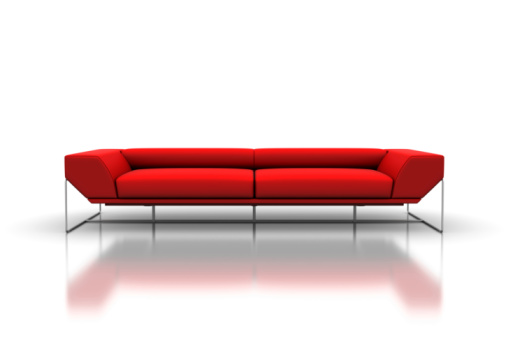 sofa green red isolated on white background with clipping path