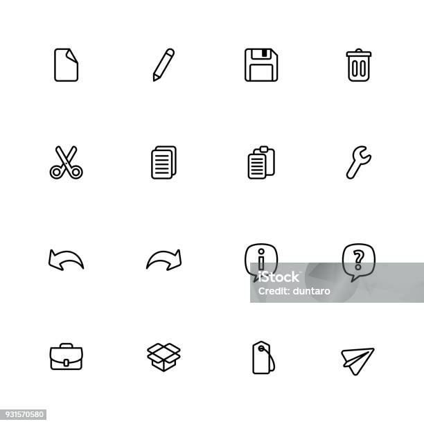 Black Line Simple Web Icon Set Stock Illustration - Download Image Now - Editor, Icon Symbol, Trash Icon