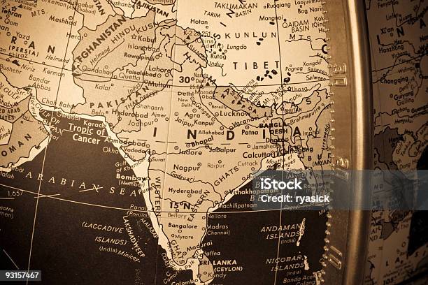 Globe Map Of India Pakistan Stock Photo - Download Image Now - Antique, India, Old
