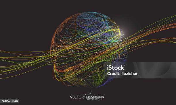 Vetores de Curva De Colorido É Composto Por Uma Esfera Abstrato Design Gráfico e mais imagens de Globo terrestre