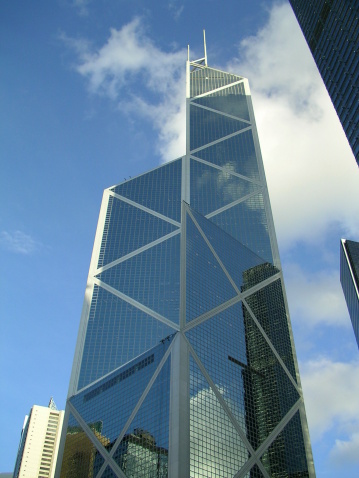 Architectural skyscraper facade details.