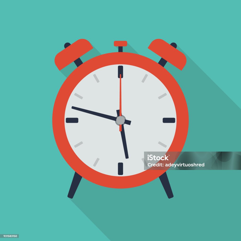 Icono de alarma plana - arte vectorial de Reloj libre de derechos