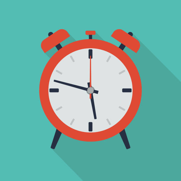ikona płaskiego alarmu - zegarek ilustracje stock illustrations
