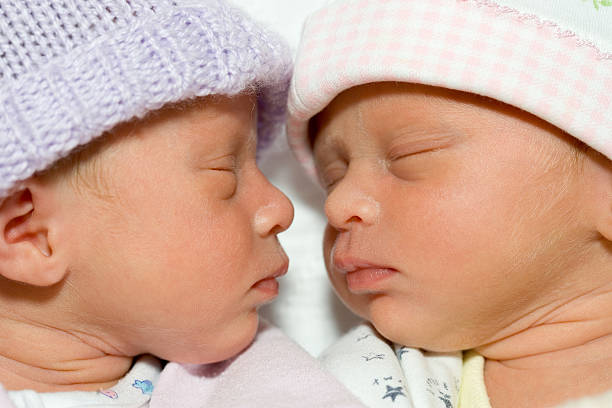 People - Twin Premies Sleeping stock photo