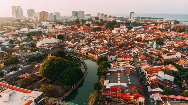 Photo of Aerial view of Malacca town  at dawn