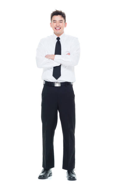 handsome businessman with white shirt with arms crossed - 13603 imagens e fotografias de stock