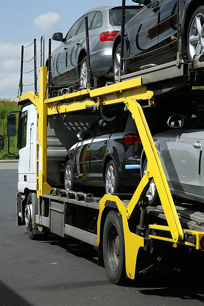 istock Semitrailer with cars. Road transport. 93159317