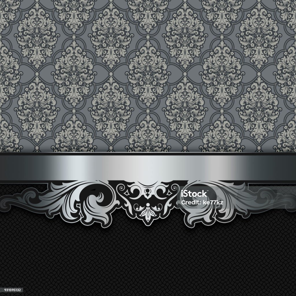 Decorative Background With Vintage Patterns And Silver Border Stock ...