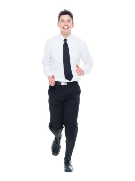 istock Handsome businessman with white shirt running 931597320