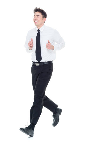 istock Handsome businessman with white shirt running 931599626