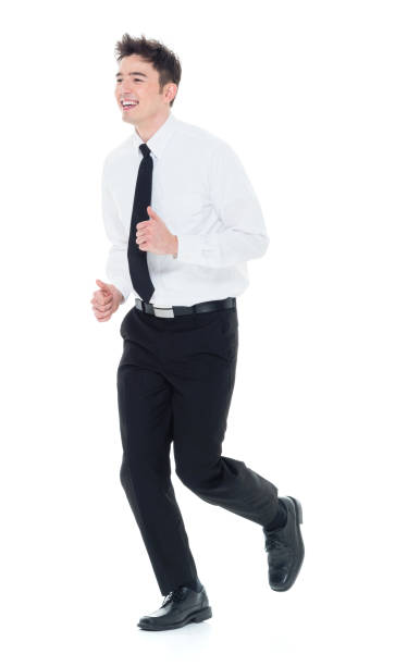 istock Handsome businessman with white shirt running 931599902
