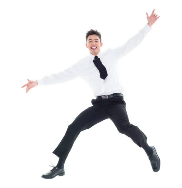 istock Handsome businessman with white shirt jumping 931600800