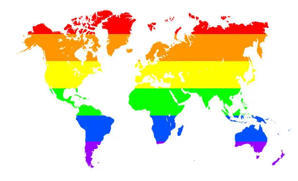 Vector illustration of Gay pride world map. Gay pride concept – stock vector