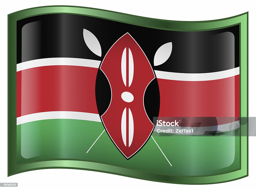Kenia flagę, na białym tle. - Zbiór ilustracji royalty-free (Afryka)