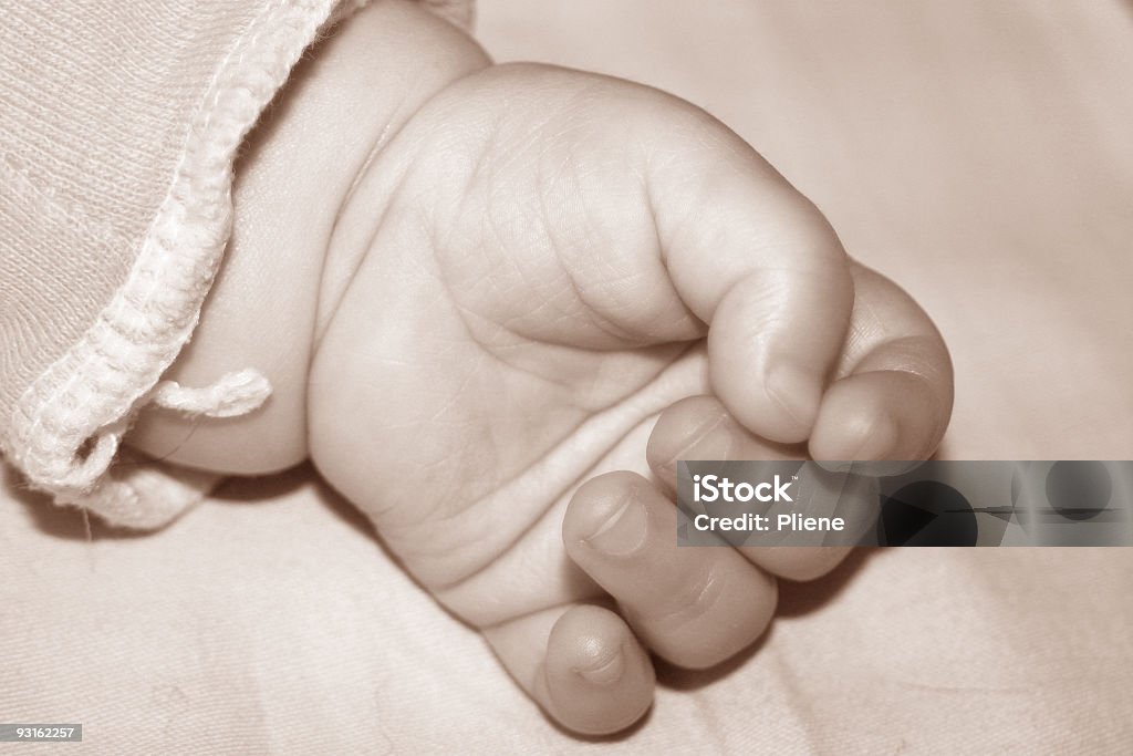 Hand of a Sleeping Baby Sepia hand of a sleeping baby. How sweet and precious can a single hand be... Animal Body Stock Photo