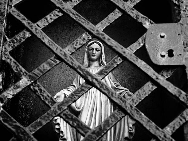 Caged Maria (black&white) stock photo