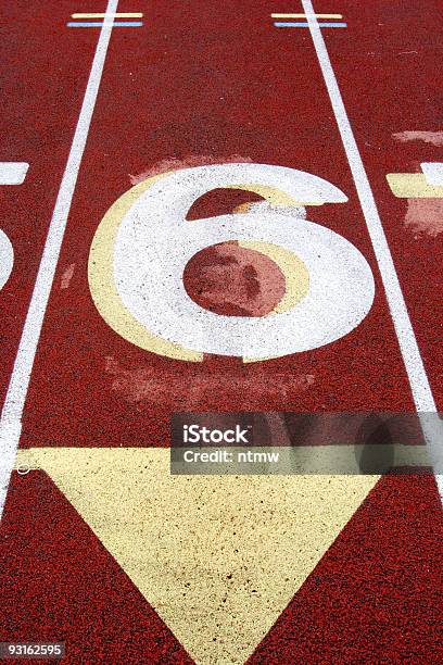 Track Lane 6 Stock Photo - Download Image Now - Color Image, Jogging, No People