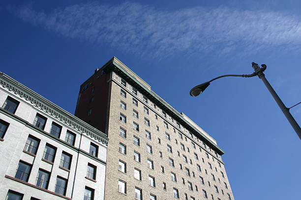 istock Lamp post and buildings on a sunny day 93163242