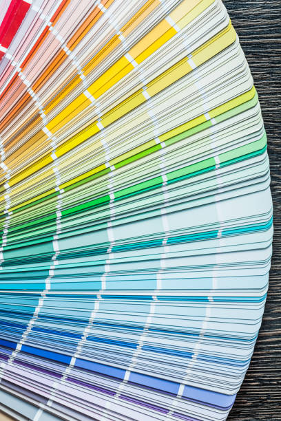 istock Color sampler fan on wooden board 931632924