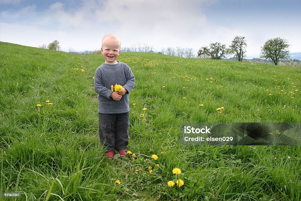 Indem du Blumen und einem breiten Lächeln! - Lizenzfrei Anhöhe Stock-Foto