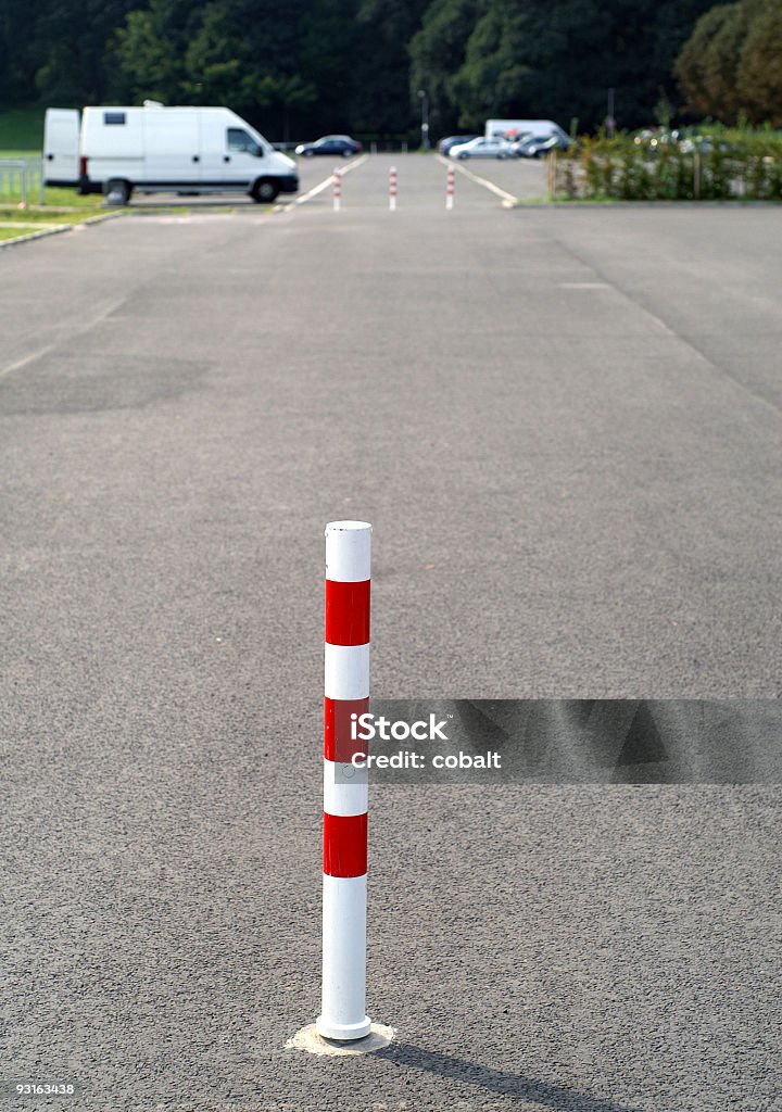 No Entry Red and white pole in front of a closed car park Adversity Stock Photo