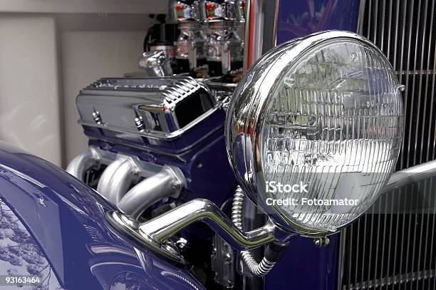 Closeup Of A Vintage Car Stock Photo - Download Image Now - Antique, Blue, Car