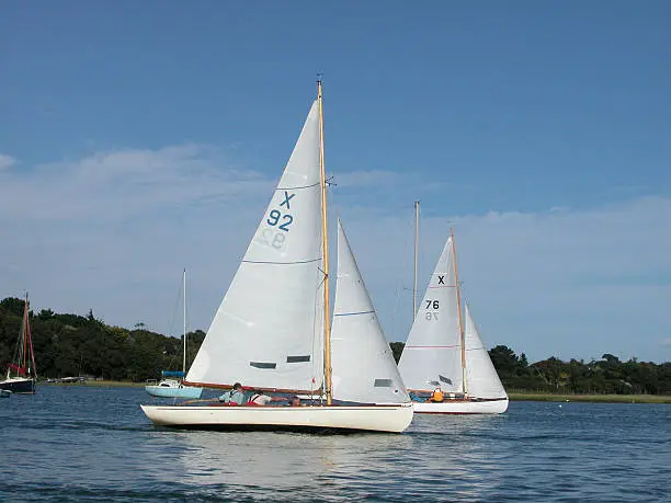 Yachts sailing on the water, river or sea.