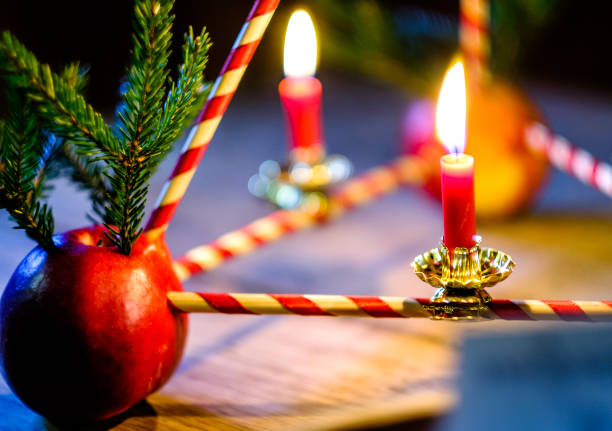 old advent wreath old advent wreath with apple advent candle wreath adventskranz stock pictures, royalty-free photos & images