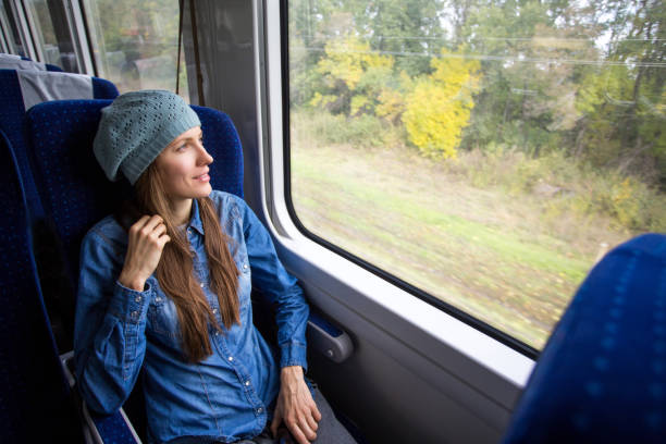istock Young woman traveling by train 931637526