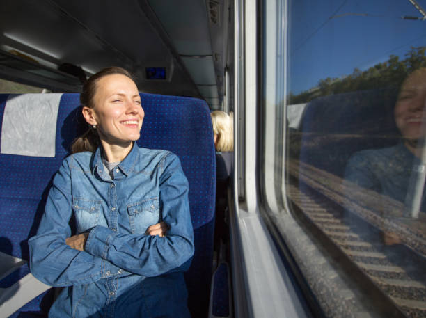 istock Young woman traveling by train 931637532