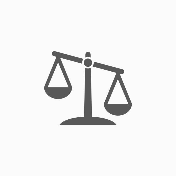 justice scales icon justice scales icon balance icons stock illustrations