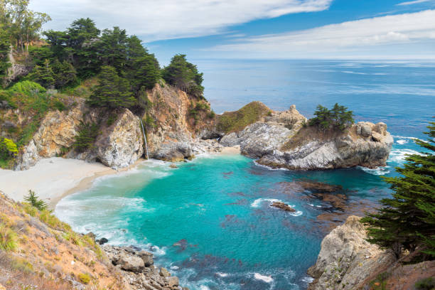 plaża w kalifornii - coastline california big sur beach zdjęcia i obrazy z banku zdjęć