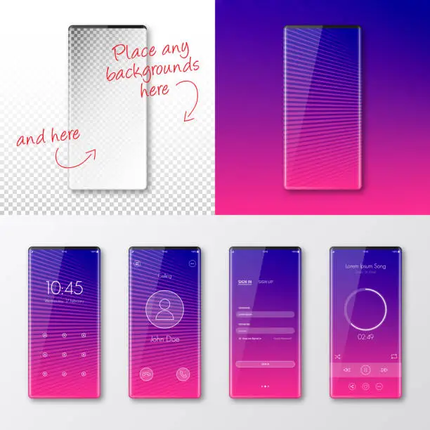 Vector illustration of Modern smartphones templates - mobile phone isolated on blank background