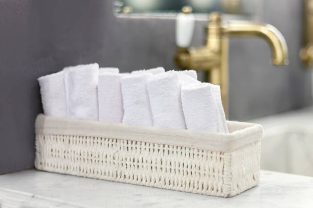 Hand towels in the bathroom stock photo