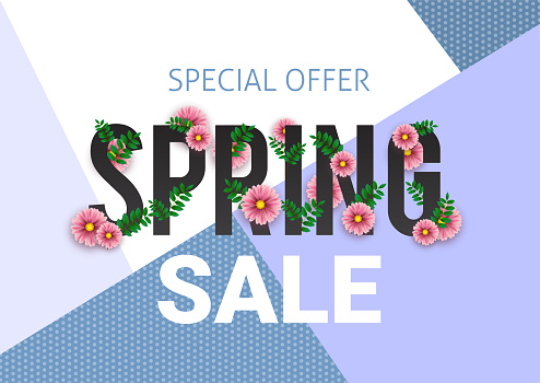 Spring Flowers Advert Spring Sale Floral Advertizing Poster Board Banner With Realistic ...