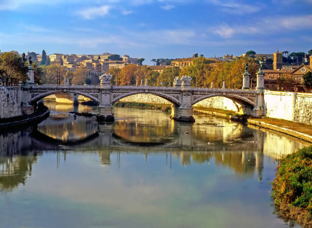 Bridge over river Tiber in Rome, Italy